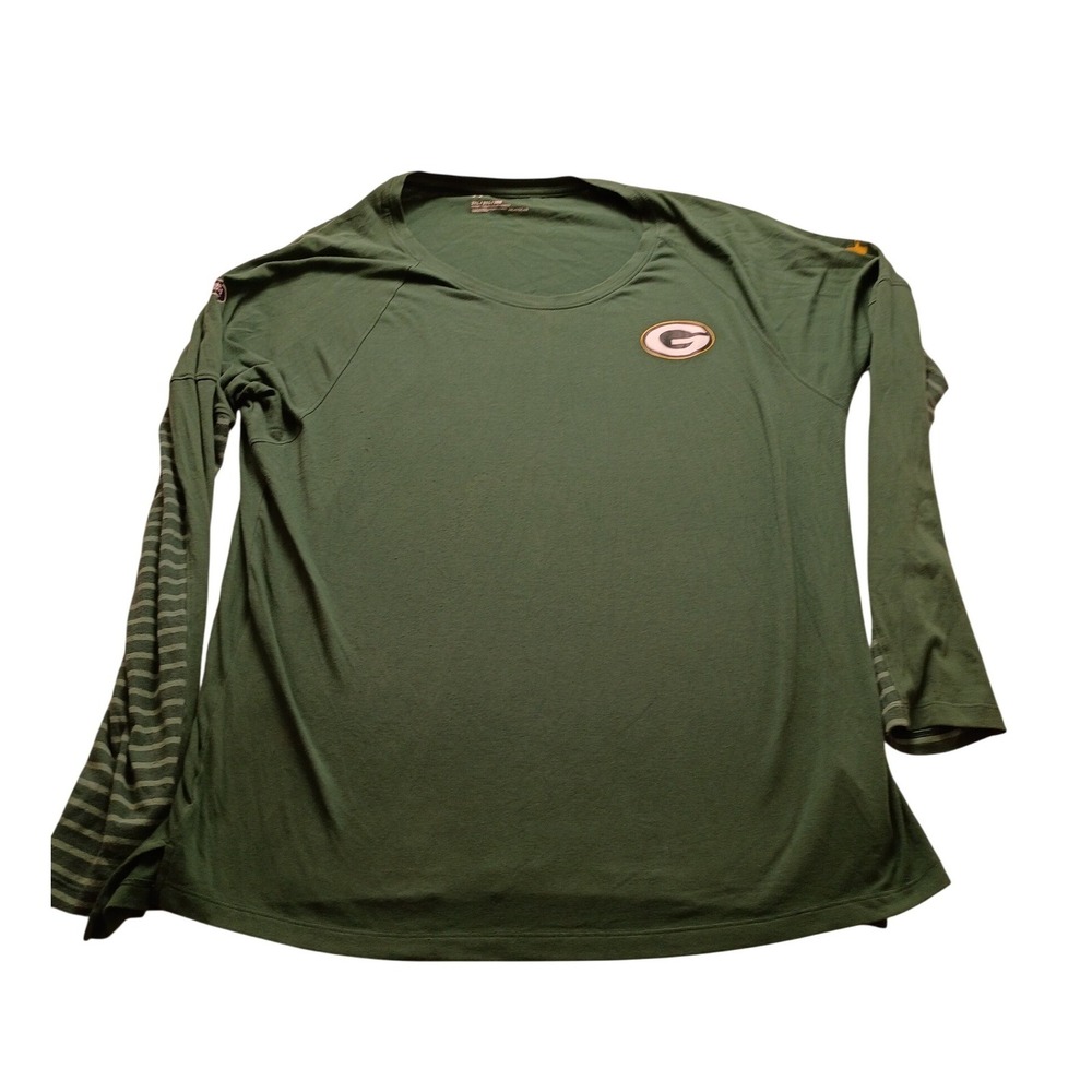 Under Armour Shirt Women's NFL Combine Packers HeatGear 2XL Green Football Tee